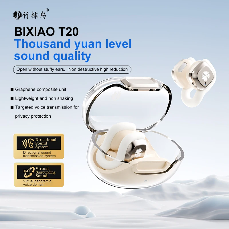 Фото Zhulinniao Bixiao T20 Bluetooth-гарнитура с воздушной костной проводимостью, зажим для ушей, беспроводной открытый 2024, новый стиль, не внутриканальные №1