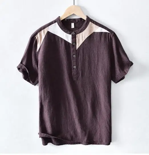 

Casual breathable short-sleeved t-shirt men's loose color-blocking short t-shirt