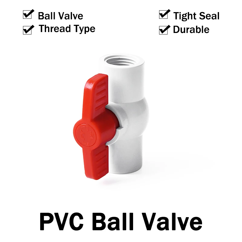 

1pcs 1/2"~3" Thread Type White PVC Ball Valve Garden Irrigation Fittings Aquarium Fish Tank Switch Ball Valve