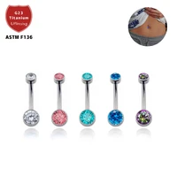 g23 titanium premium gem stone belly button rings body piercing jewelry 14g navel piercing ring jewelry for women wholesale