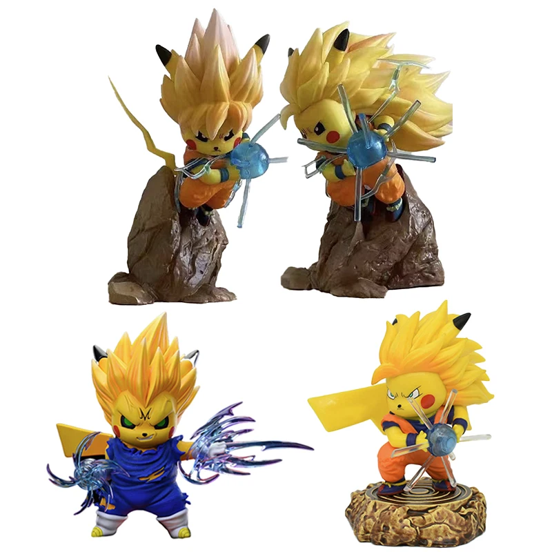 

4'' Pokemon Kawaii Pikachu Anime Figure Cosplay DragonBall Son Goku Model Statue Children Toys Room Decor Desk Setup Figurine