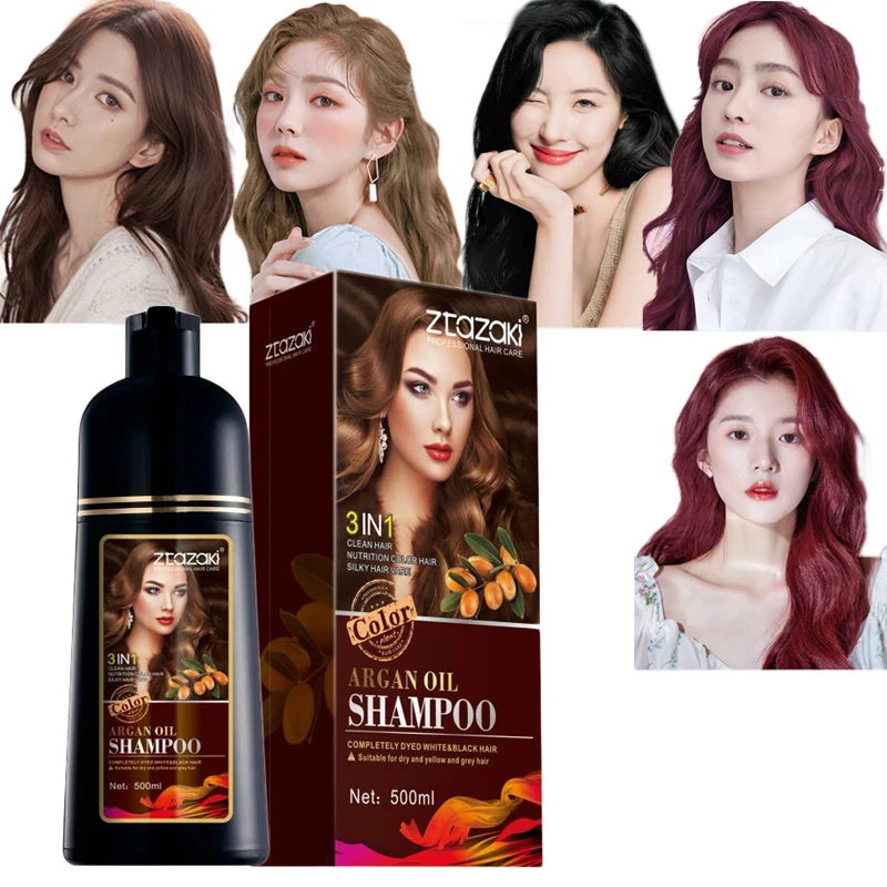 Hair Dye Shampoo Permanent Hair Coloring Shampoo Black Brown Wine Red Hair Dye Shampoo Cover Grey Hair