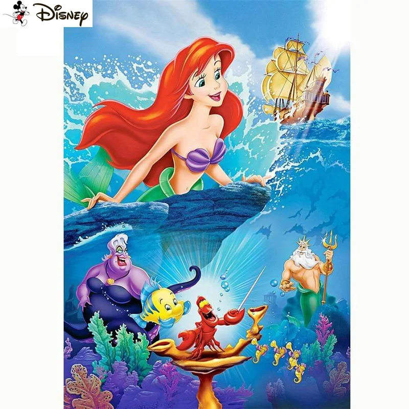 

Алмазная живопись Disney, вышивка крестиком, 5D алмазная вышивка «мультяшная Русалка», домашний декор, искусство стразами «сделай сам»