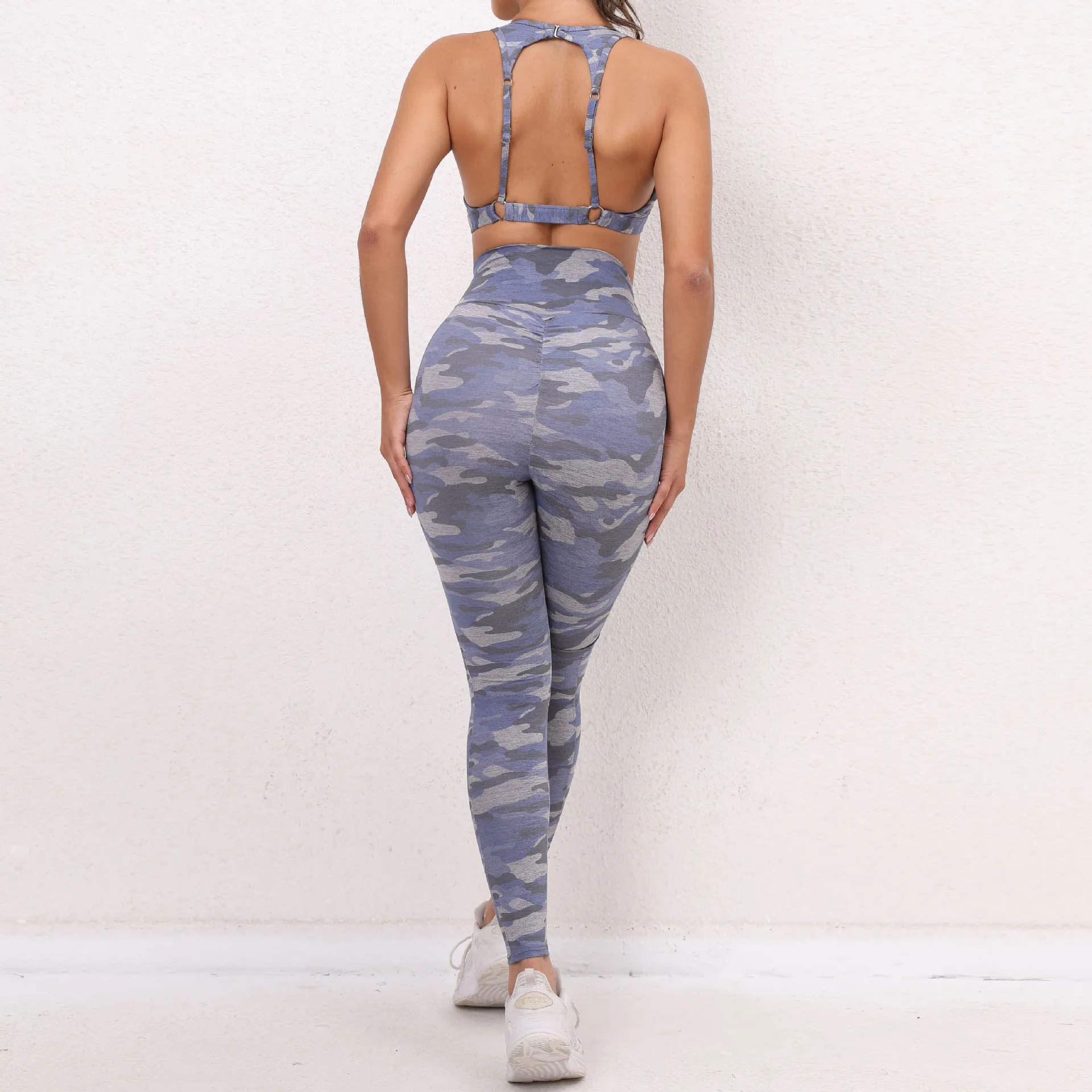 Bombshell No Logo Camo Women Fitness Wear Trending Designer Louge Counter Outfit Set - 4 Colors Available Gym Yoga Workout