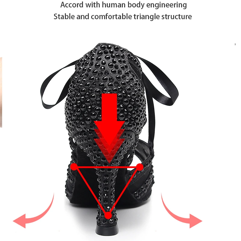 Woman Lace Up Latin Dance Shoes White Balck Nude Bachata Salsa Shoes for Dancing Girls Pearl Rhinestone Ballroom Shoes 3.5Inch