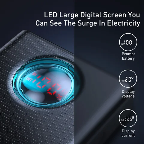 Power Bank Baseus 65W 30000mAh PD Быстрая Зарядка FCP SCP Портативное Внешнее Зарядное Устройство Для Смартфонов Ноутбуков