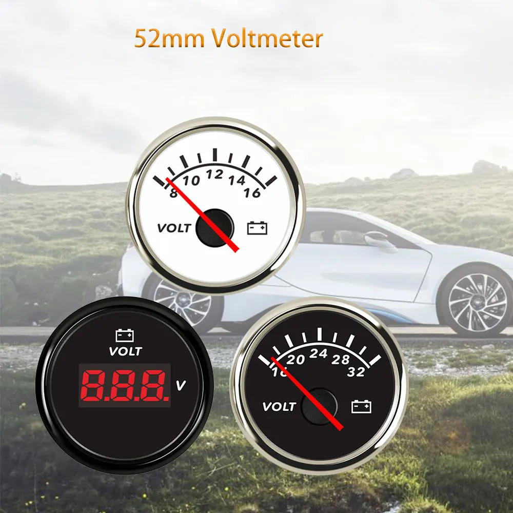 

RHAXEL 52mm Voltmeter Gauge Meter 8-32V with Red Backlight for Auto Car Motorcycle Trucks