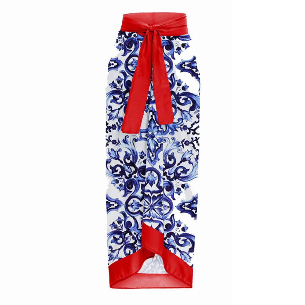 Printed One Piece Swimsuit Petal Stereo Strap Bikini Chic Sexy Backless Slim Beachwear Chiffon Beach Dress Cover Up Fashion 2022