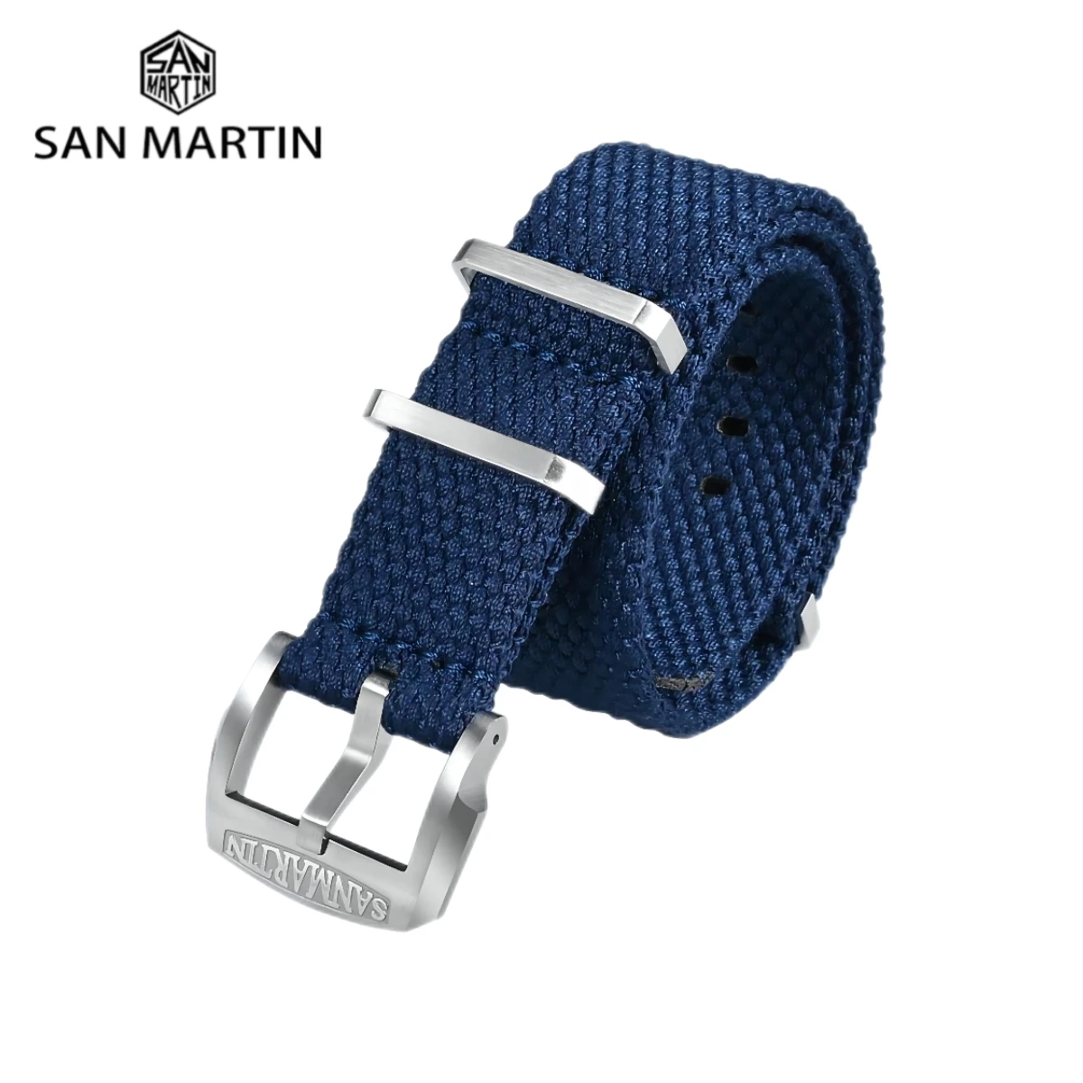 San Martin Braided Linen Watch Strap 22mm 20mm Paratrooper Watchband Fabric Watch Band Buckle Belt Breathable BD0012