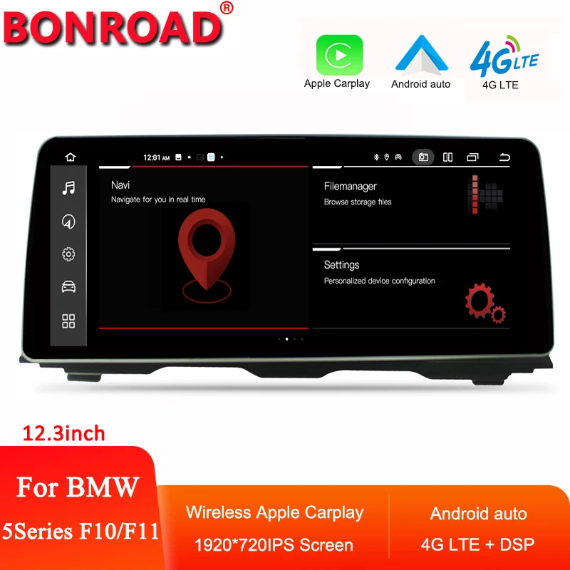 Автомобильный мультимедийный плеер Bonroad 12 3 дюймов Android Радио для BMW 5 серии F10 F11 1920