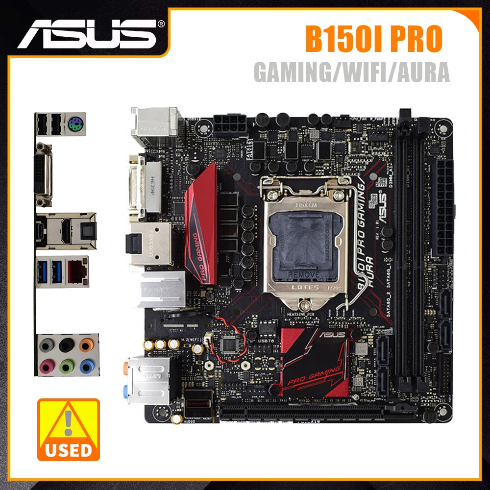 

Mini ITX Motherboard 1151 For B150I PRO GAMING/WIFI/AURA Motherboard LGA 1151 DDR4 32GB PCI-E 3.0 USB3.0 M.2 SATA III
