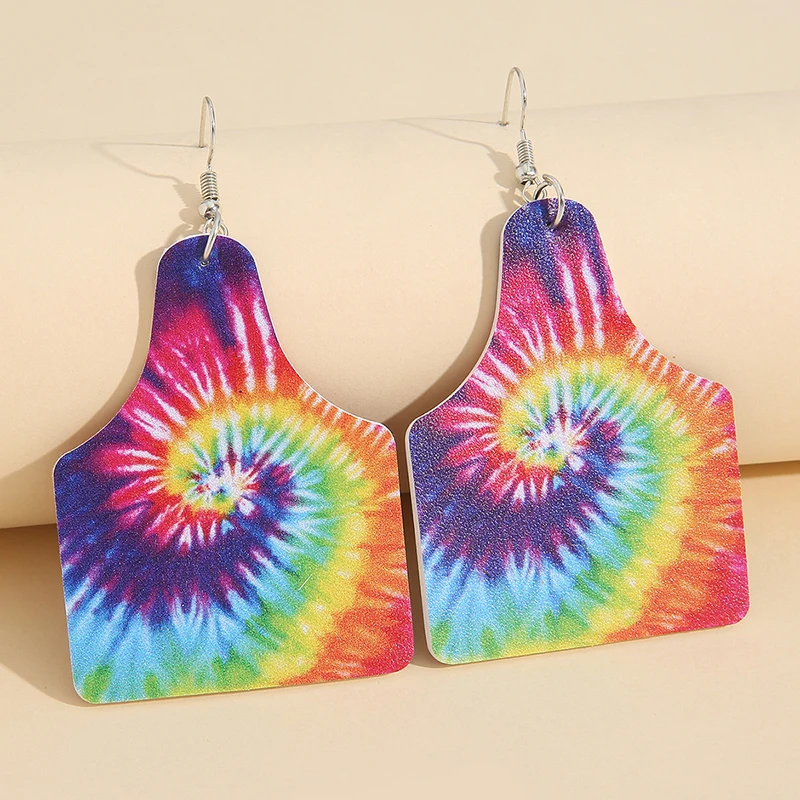 

Trend Colorful Tie-Dye Spiral Print Leather Earrings For Women Female Wedding Pendant Earring Fashion Jewelry Gift Pendientes
