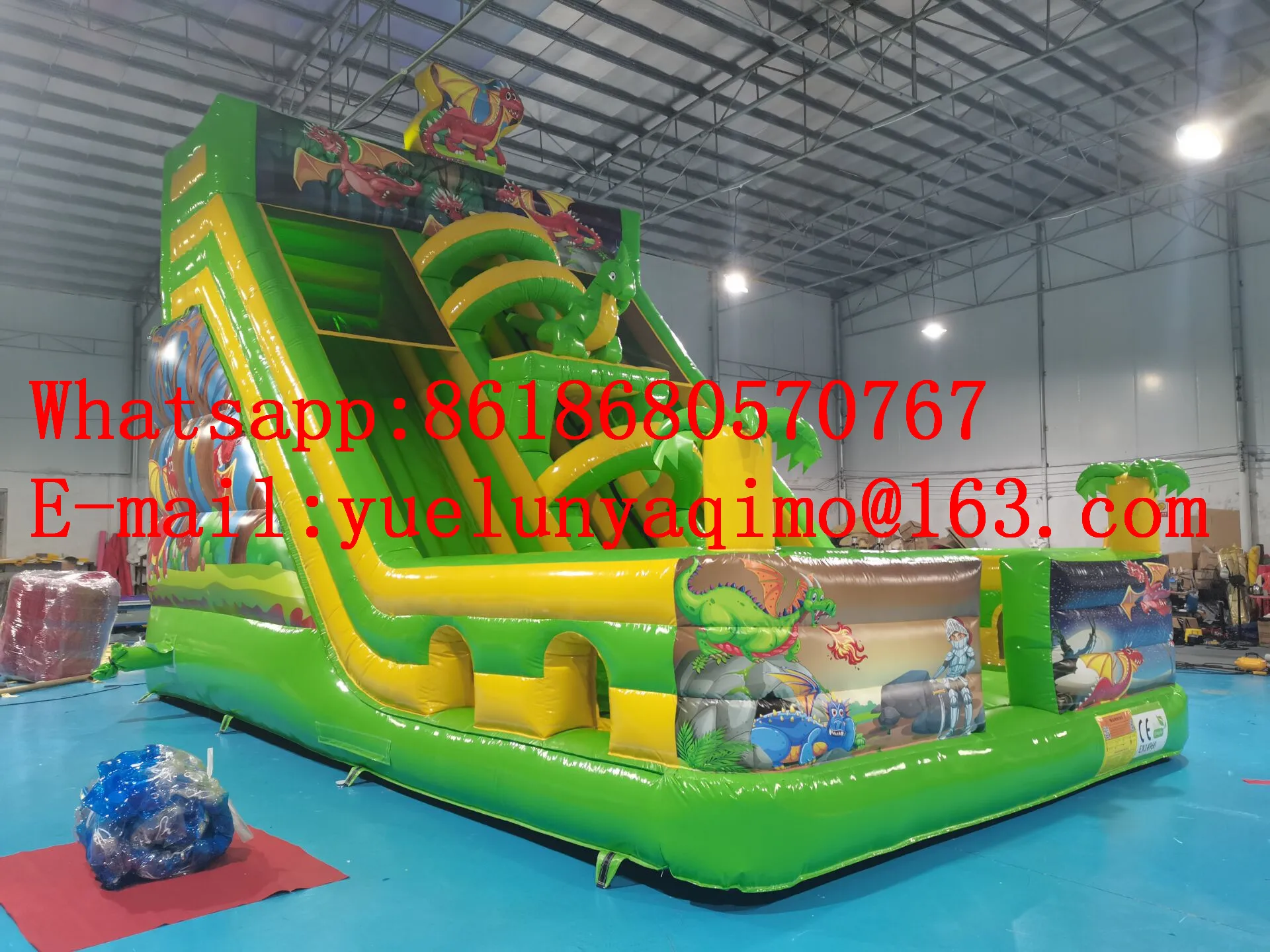 

Factory direct selling commercial outdoor family three lanes high dinosaur inflatable water slide castle trampoline parkYLY-004