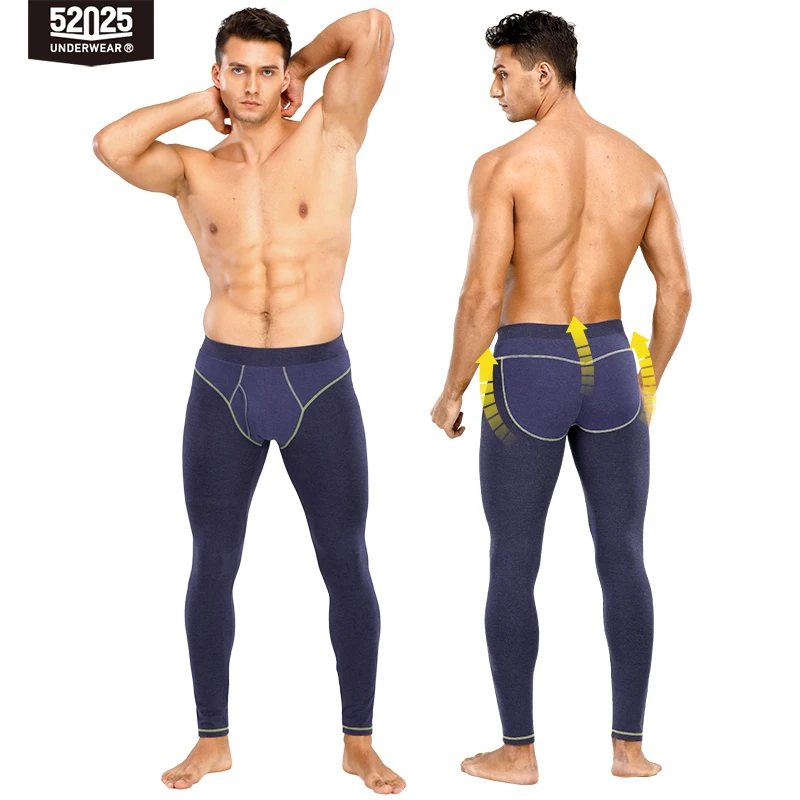 52025 Men Thermal Leggings Wide Waist Push Up Viscose Thermal Underwear Tights Soft Breathable Leggins Thermo Leggings Bottoms