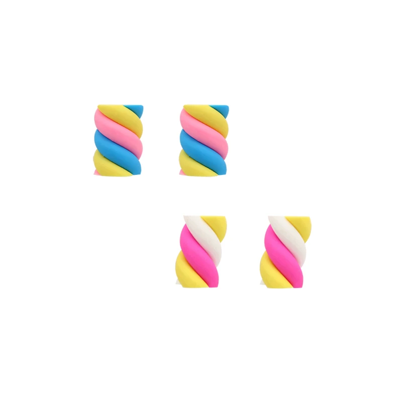 

Fashion Colorful Marshmallow Stud Earrings Cute 925 Sterling Silver Rainbow Candy Earrings for Women
