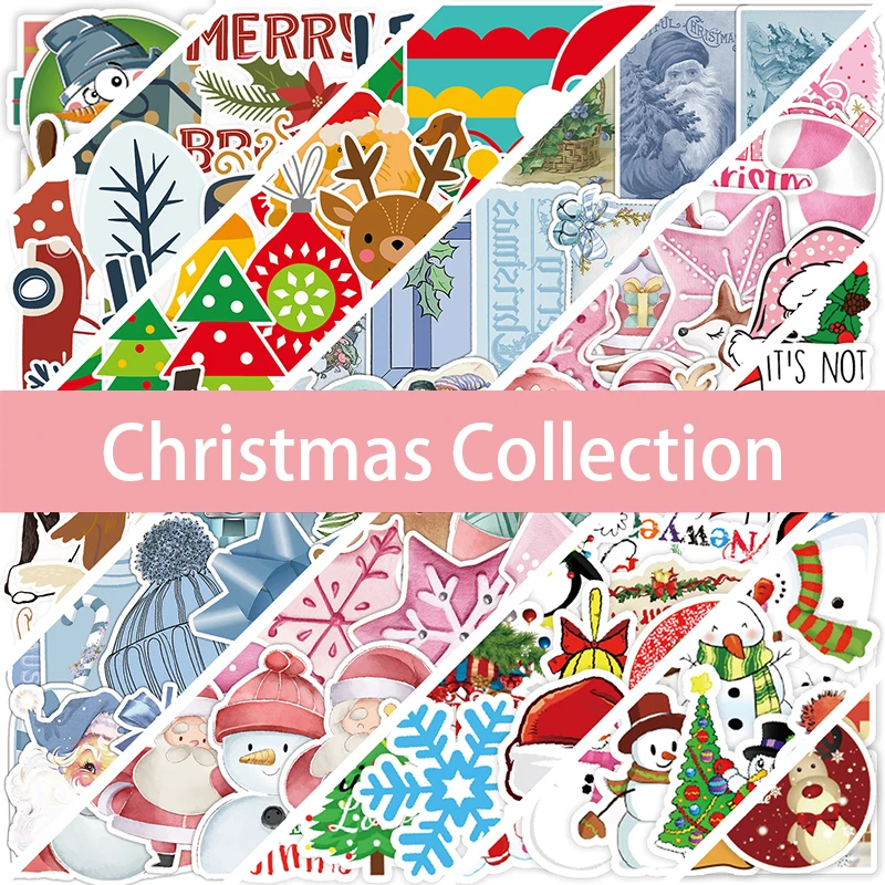 

50 100 Pcs Christmas Theme Waterproof Vinyl Decorations Decals For Kids Gift Car Laptop Bicycle Holiday Party Stickers