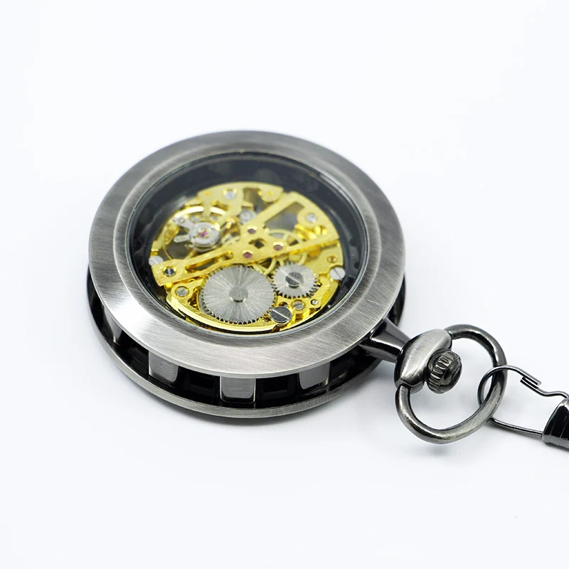 Retro Mechanical Pocket Watch Half Hunter Vintage Pendant Clock for Men Women Sweater Chain /Hanging Chain Fob Watches