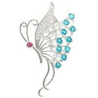 48x29mm beautiful butterfly 3 9g blue aquamarine pink tourmaline kunzite cz women gift silver pendant daily wear