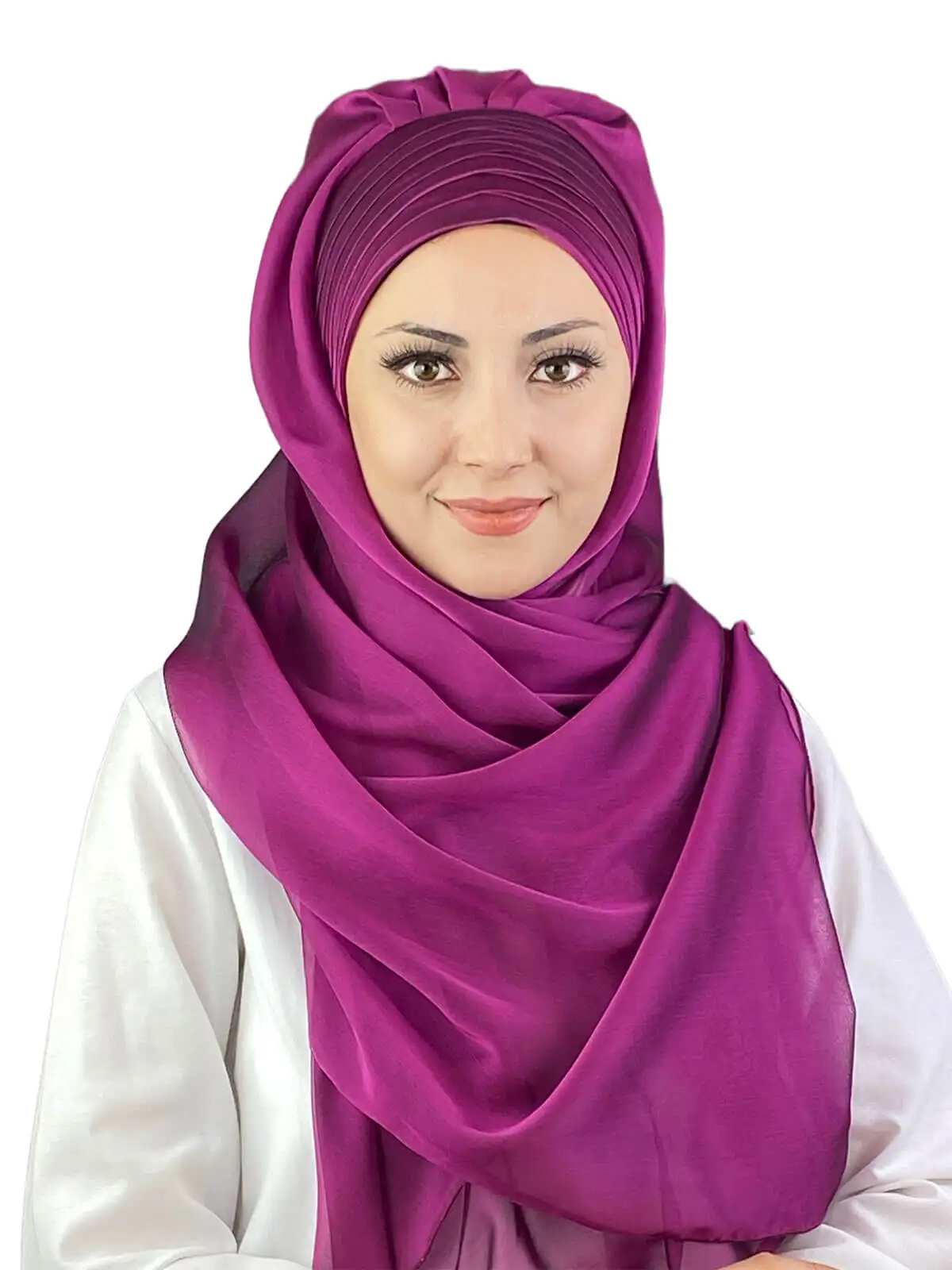 

Magenta Practical French Chiffon Hijab Evening Dress Shawl New Fashion Islamic Muslim Hijab Trend Hijab Ready Wear Hat Scarf Chiffon