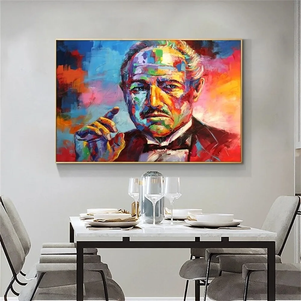 

Classic Movie Godfather Portrait Posters Abstract Colorful Graffiti Canvas Painting Wall Art Print for Living Room Home Decor