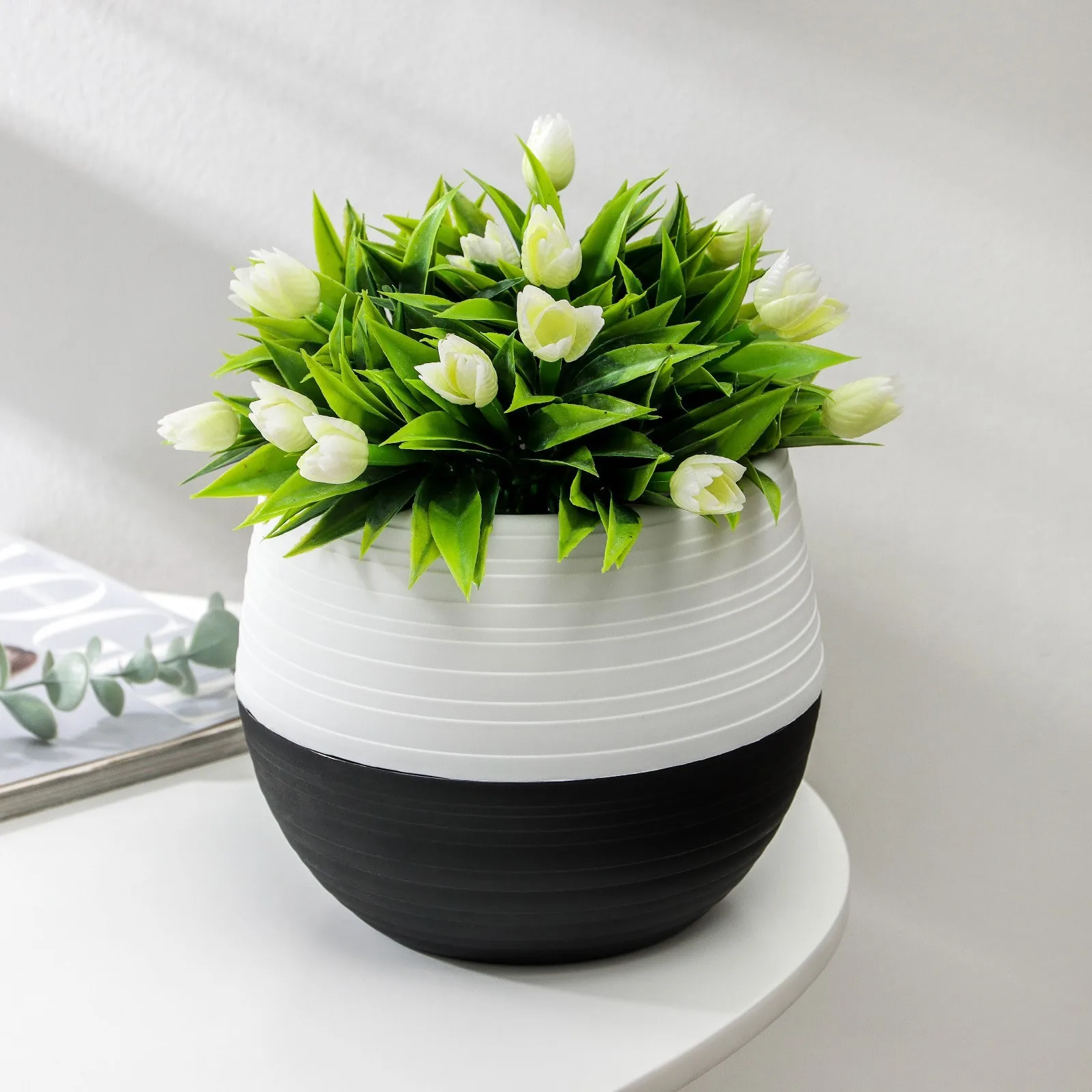 Горшок для цветов с поддоном 'Дуэт' 1 5 л пластиковый цвет чёрно-белый