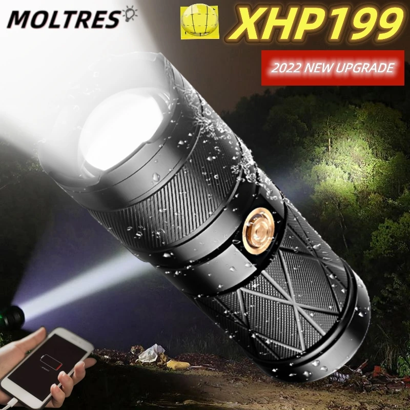 

Новейший светодиодный фонарик высокой мощности 11400 лм XHP199 USB Перезаряжаемый внешний аккумулятор мАч масштабируемый тактический фонарь лаз...