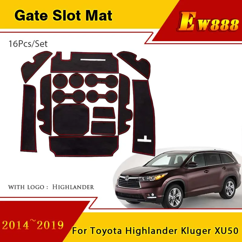 

Door Groove Mats For Toyota Highlander Kluger XU50 2016 2017 2014~2019 Cup Cushion Gate Slot Coaster Non-slip Pad Accessories