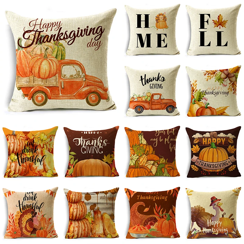 

Thanksgiving Collection Pillowcase Creative Harvest Pumpkin Bedroom Sofa Cushion Cover 40*40cm/45*45cm/50*50cm