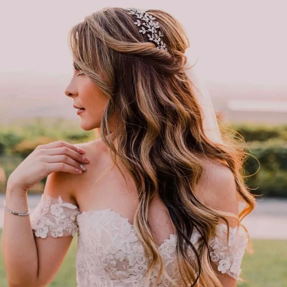 

Luxury Zircon Leaf Headband Baroque Bridal Hairband Tiara Crystal for Women Wedding Princess Head Accessories Bridesmaid Jewelry