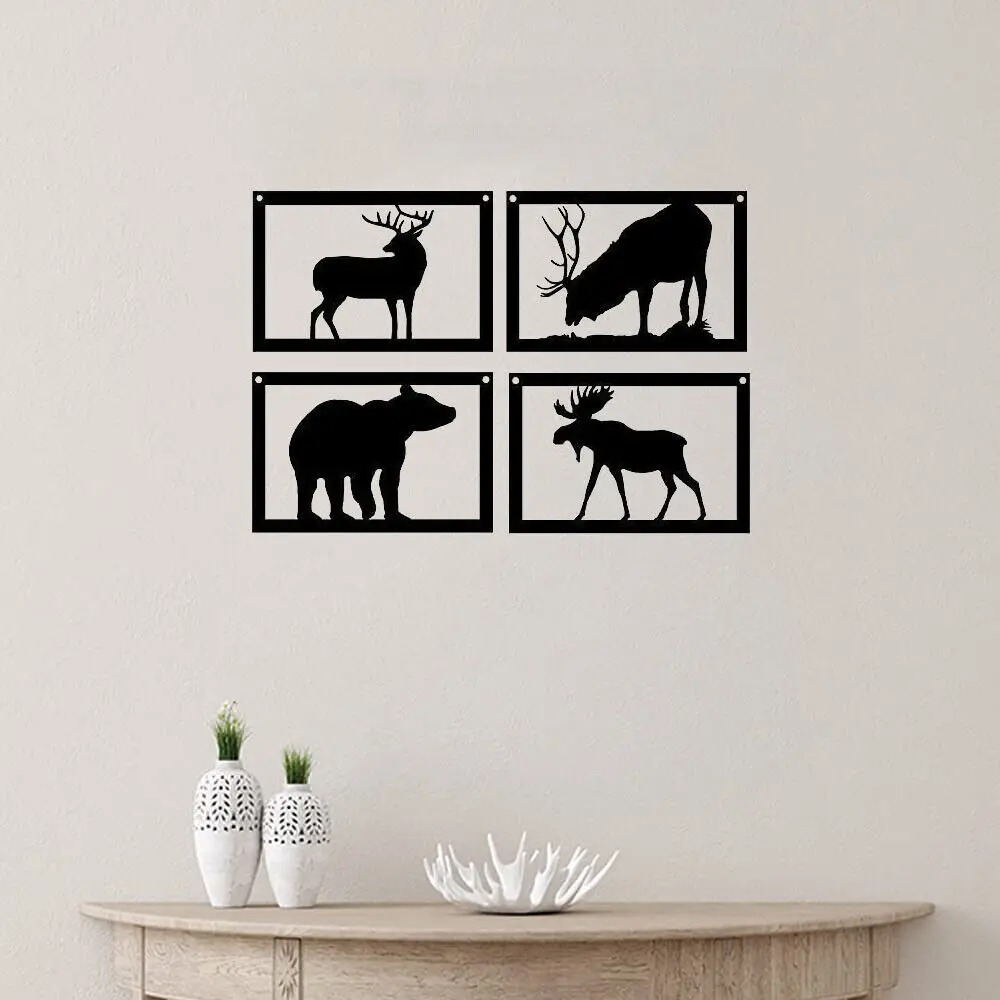 

Metal animal set of four decorative wall hangings, each piece 9*6 inches