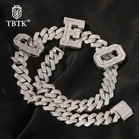tbtk custom name 13mm miami cuban necklace iced out 2 colors cubic zirconia personalized initial letter hiphop punk jewelry