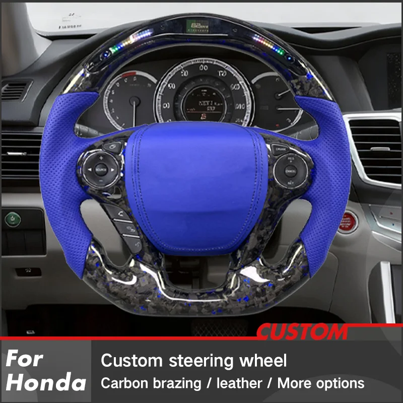Фото Для Honda Accord 9-го поколения Odyssey 2014-2018 изготовленный на заказ кожаный руль из углеродного волокна Napa Smart LED обновление салона автомобиля №2
