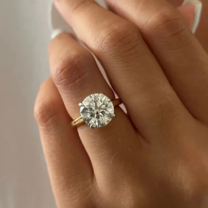 Кольцо AEAW с бриллиантами женское круглое из белого золота 14 карат