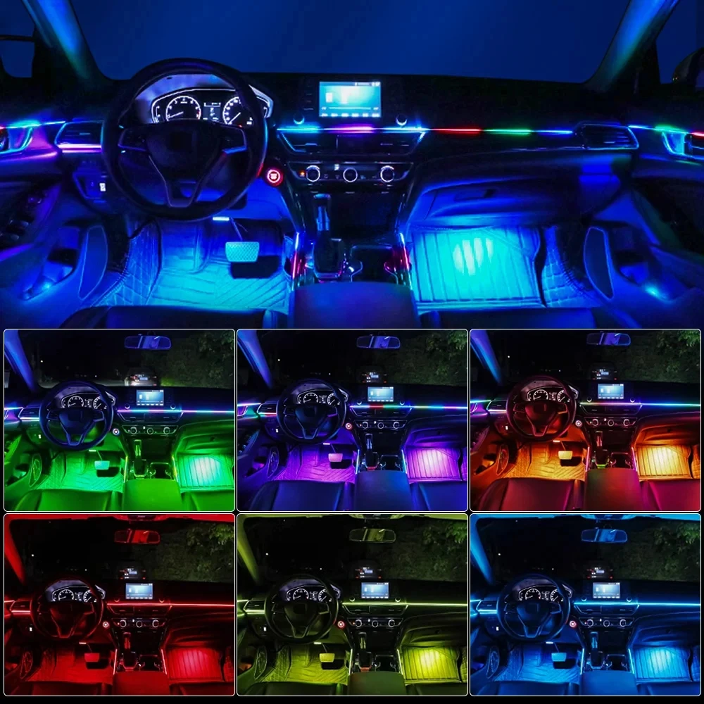 Фото 22-в-1 Премиальная автомобильная светодиодная подсветка салона RGB Symphony с режимом Welcome, управлением через приложение, улучшенным визуальным эффектом и 64 цветами №5