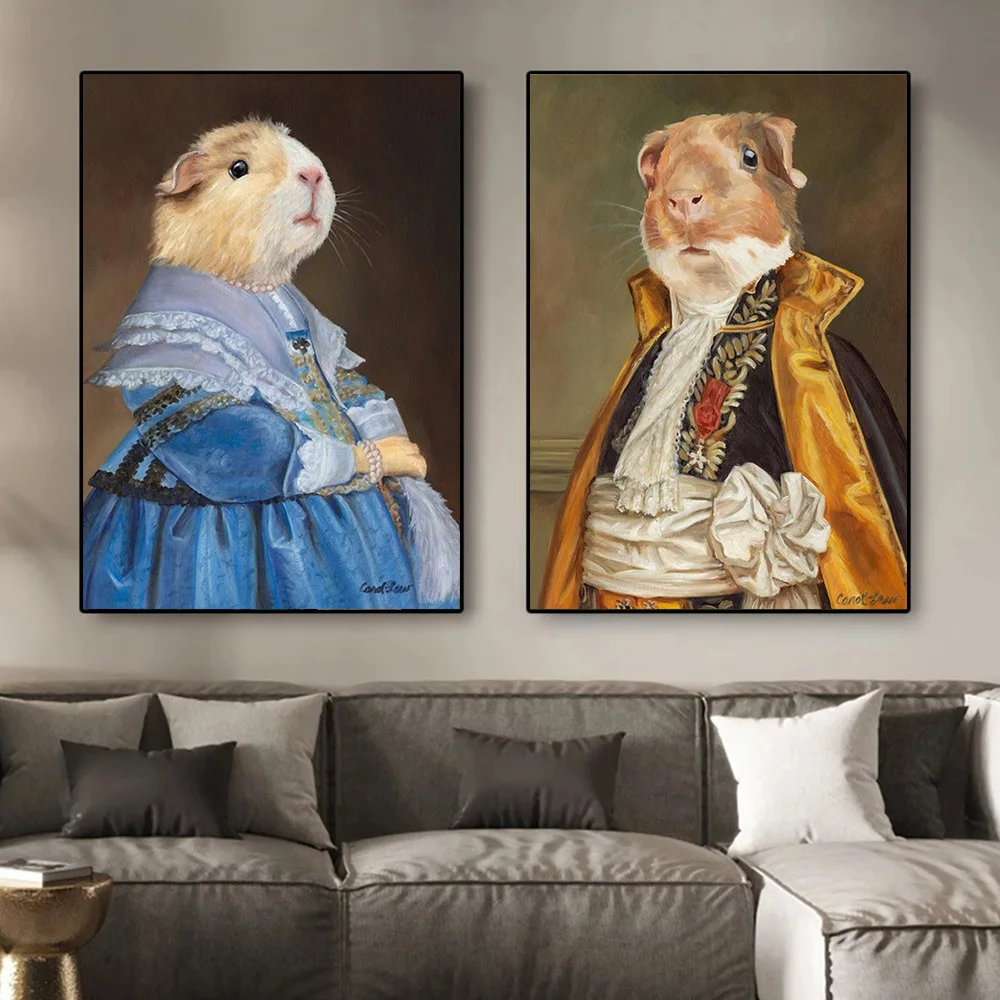 

Abstract Funny Animals in Clothes Art Canvas Painting Impressionism Animal Poster and Print for Living Room Wall Art Home Decor