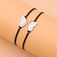 2022 best friend bracelets butterfly braided rope chain bracelet with wish card friendship butterfly wedding bridesmaid jewelry