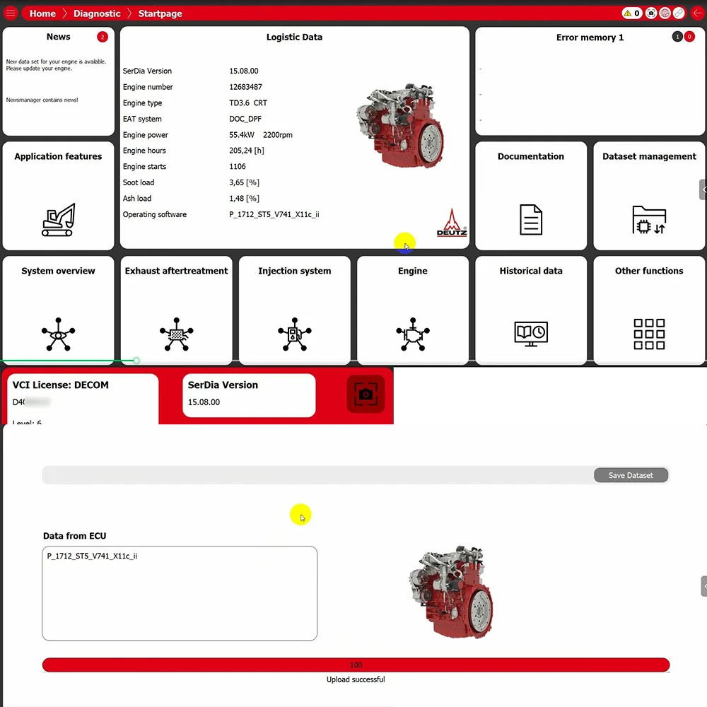 Deutz SerDia2010 4.0 Версия 16.00.00 Лицензия серии класса 6 для чтения и записи ECU EMR G1/G2 L1 EMR5 (MD1)