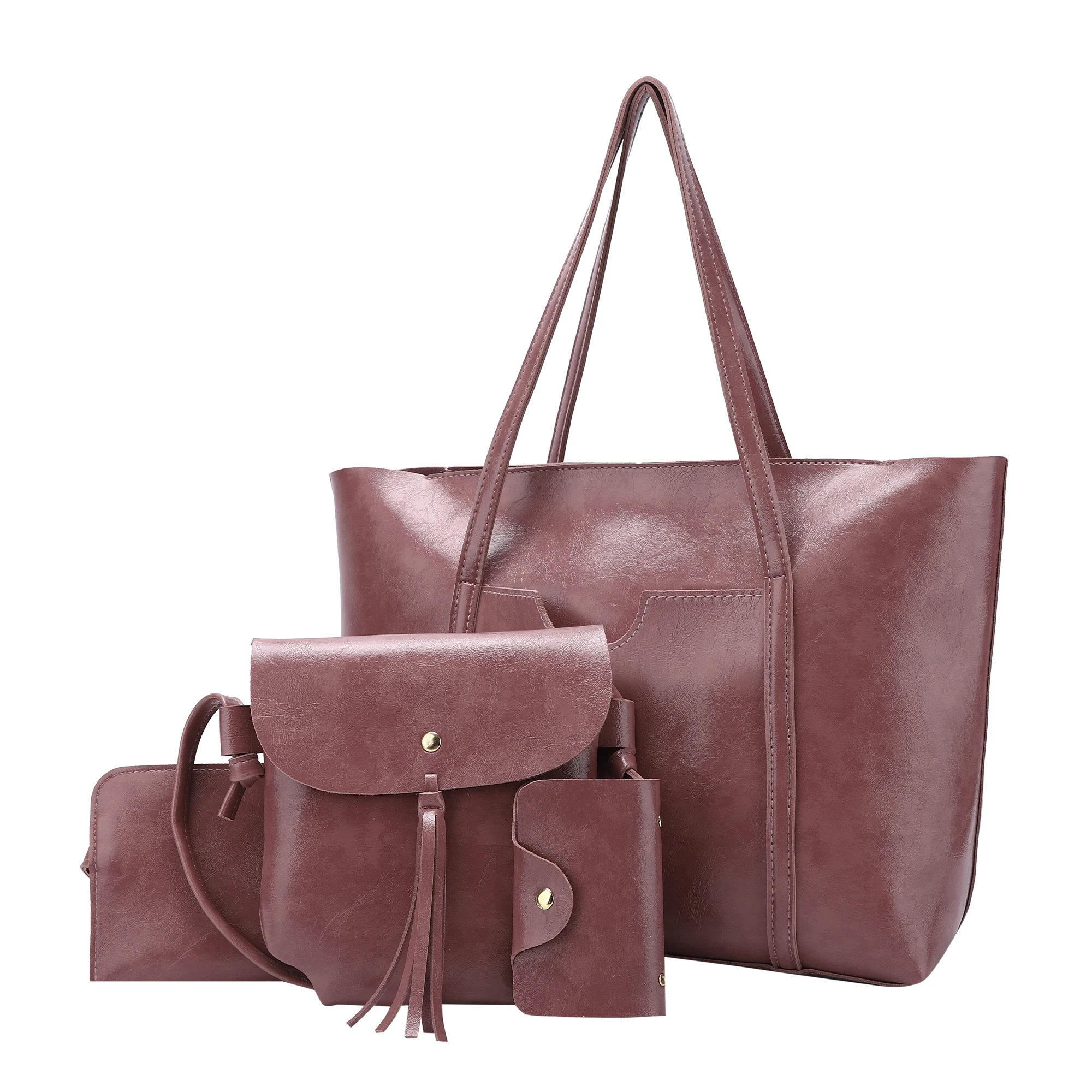 

Angel Kiss Brand New Woman vegan Leather Plain Handbag Set Of 4 Lady Fashion Large Capcity Useful handbags For Women
