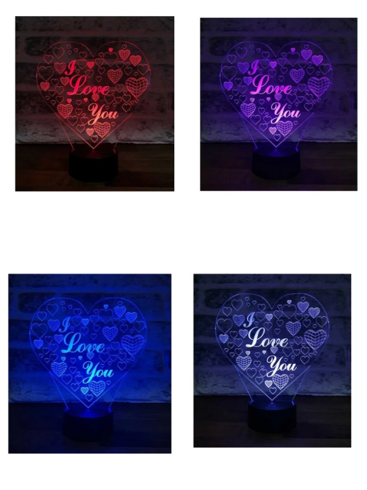 You Can Get on with your lover Beautiful Gift Lamp 3 Dimensional Heart I Love You Lamp In Your Home, Your Office Decorative Purpose