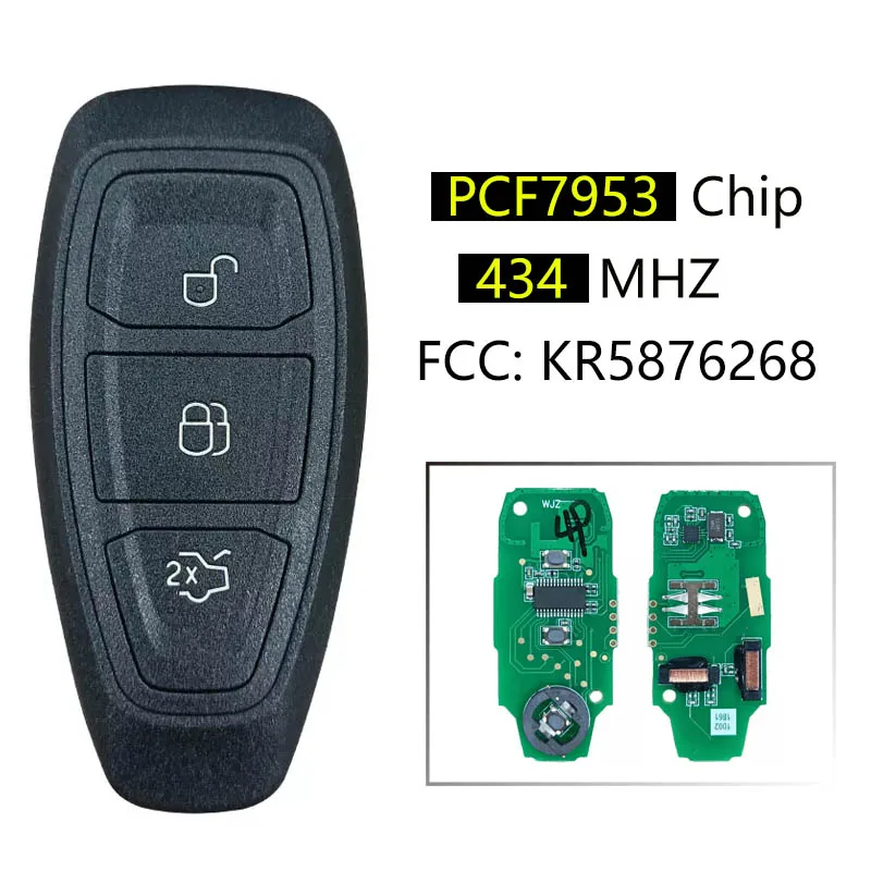 

Оригинальный 3-кнопочный смарт-транспондер CN018056 для Ford, частота 434 МГц, PCF 7953 KR5876268