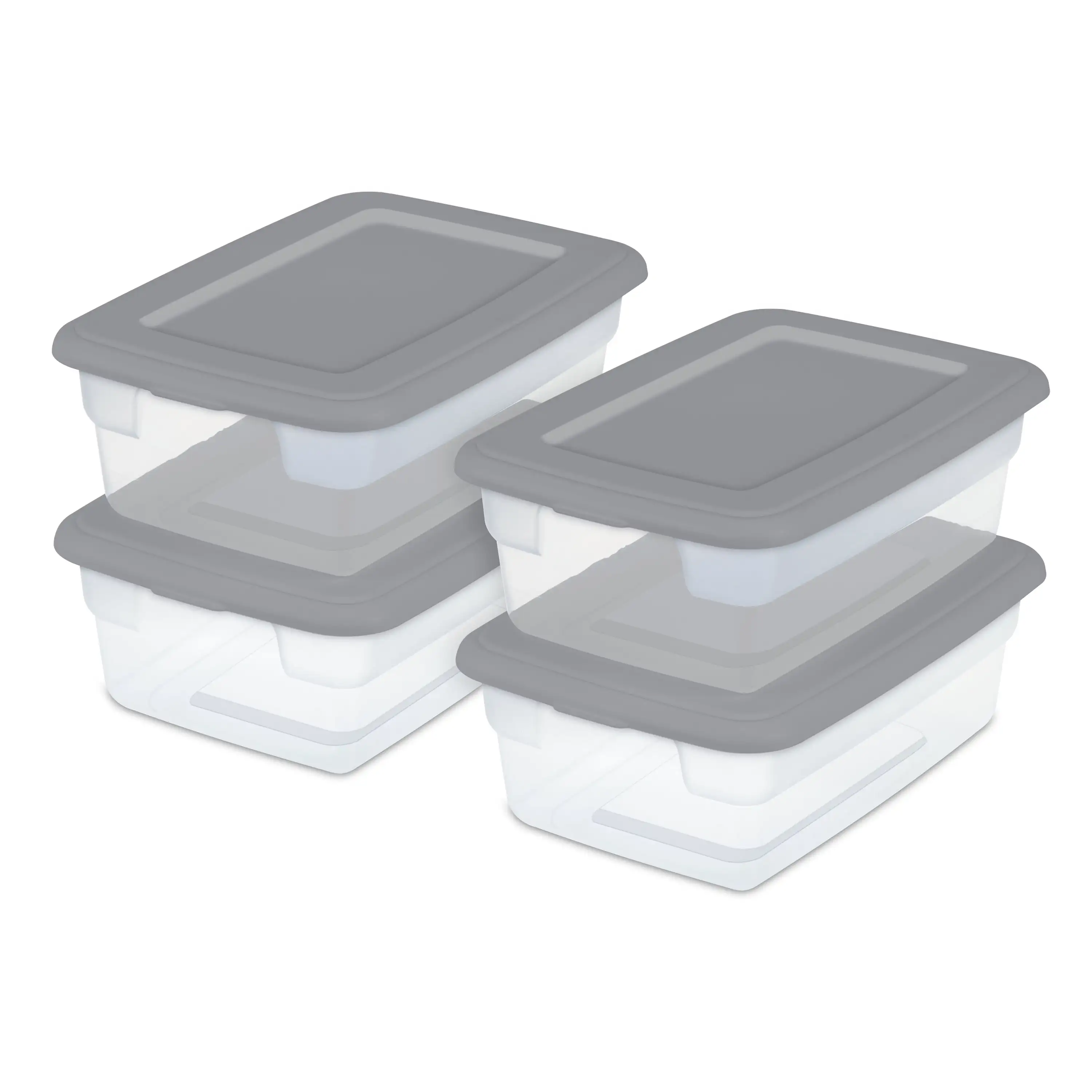 

3 Gallon Plastic Storage Box, Gray and Clear, 16 Count Organize Storage Plastic Storage Boxes