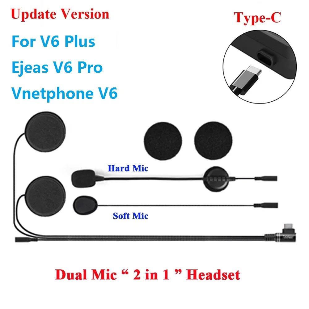 Accessories Dual Microphone For Vnetphone V6 Ejeas V6 Pro Plus Motorcycle Helmet Bluetooth Intercom