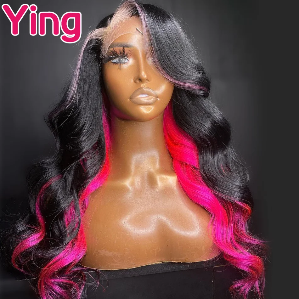 30 Inch Hanging Ear Pink Body Wave Wigs for Women 13X6 Lace Frontal Human Hair Wigs Pre-Plucked Brazilian Virgin Hair Lace Wigs