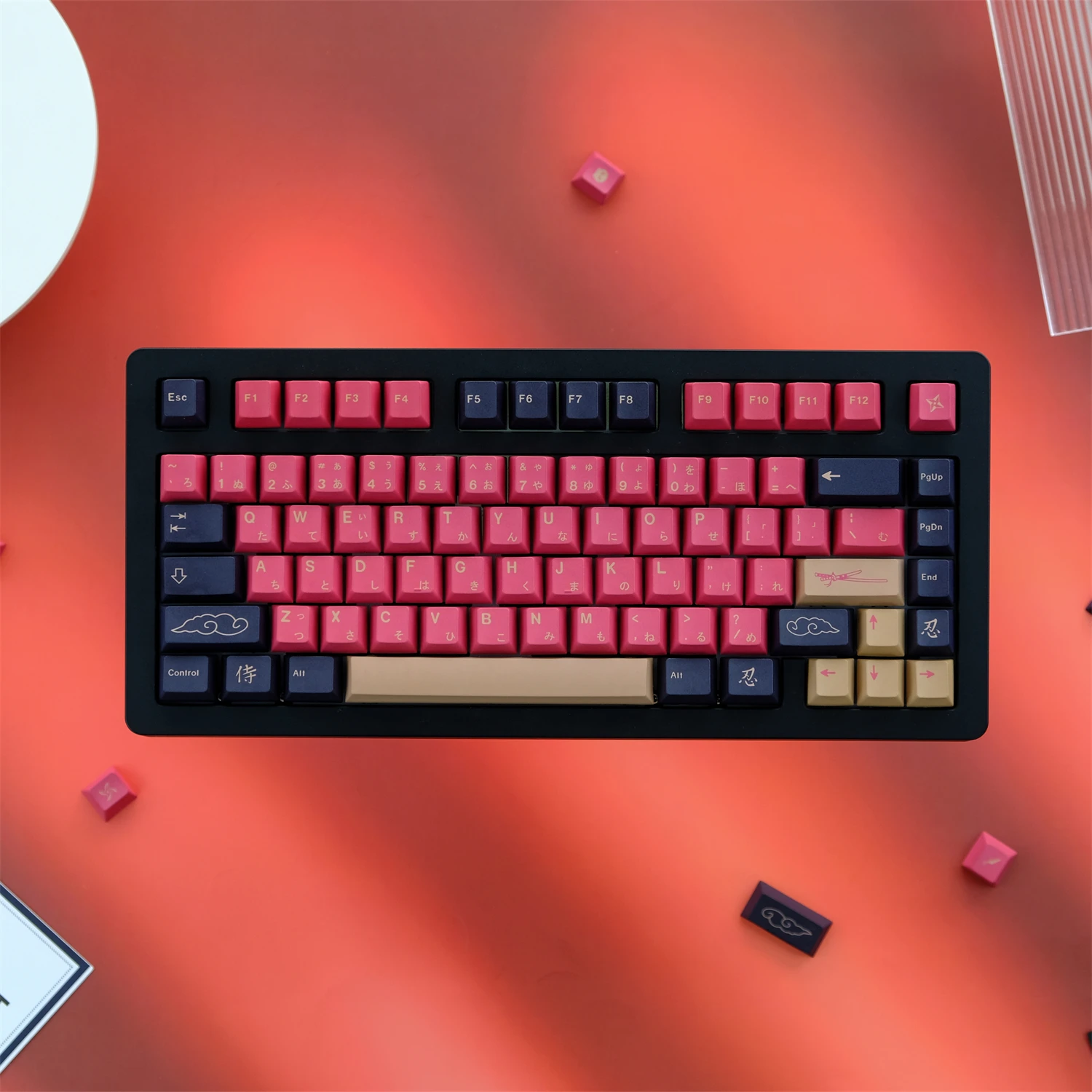 

Клавиши GMK Red Samurai с 129 кнопками, колпачки для клавиш Cherry Profile PBT, сублимационная механическая клавиатура, колпачок для MX Switch с переключателем 1.75U