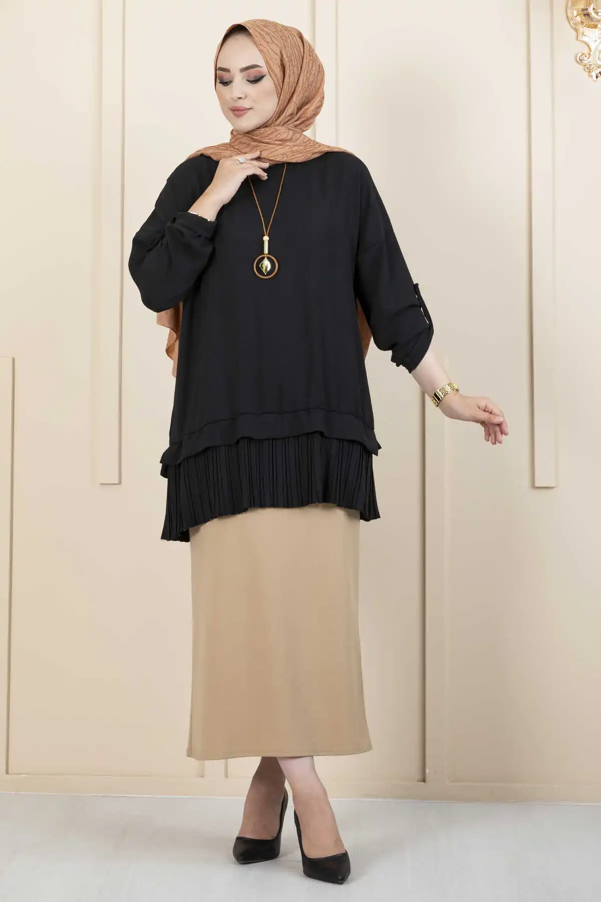 

New Fashion Skirt Pleated Hijab Tunic Abaya Long Muslim Dress Hijab Women Luxury Stylish Elegant High Quality Kaftan Dubai Turke