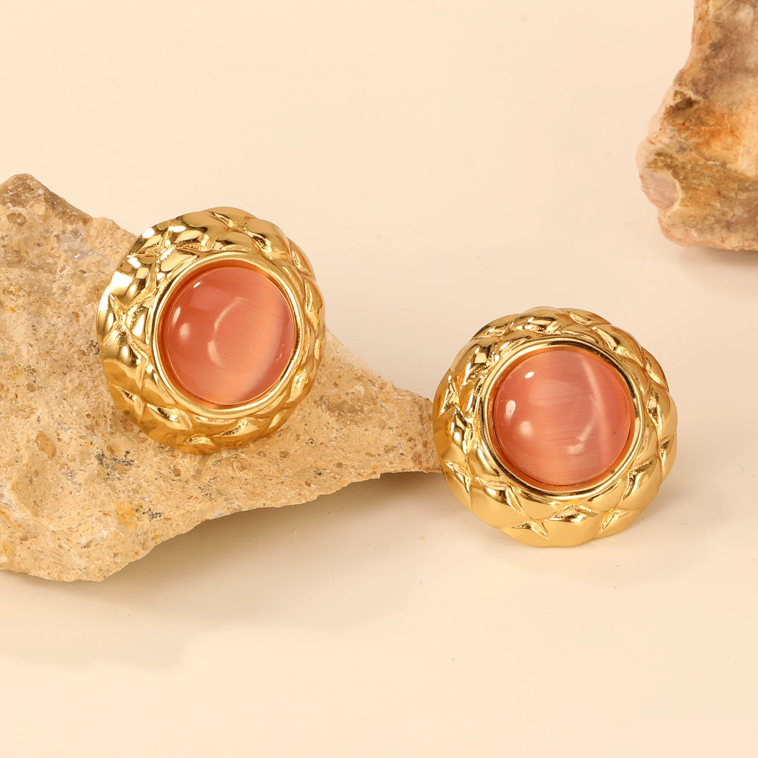 LUXUKISSKIDS винтажные круглые серьги с опалом роскошные сплюснутые серьги-гвоздики