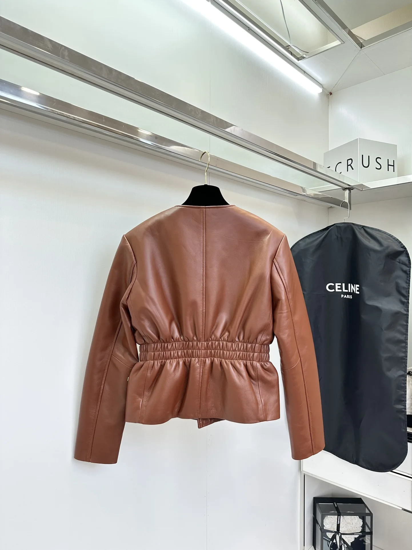 копия 1: 1 Прохладная Женская В Стиле CELINE Весенне-осенняя Из Кожи Мотоциклетная