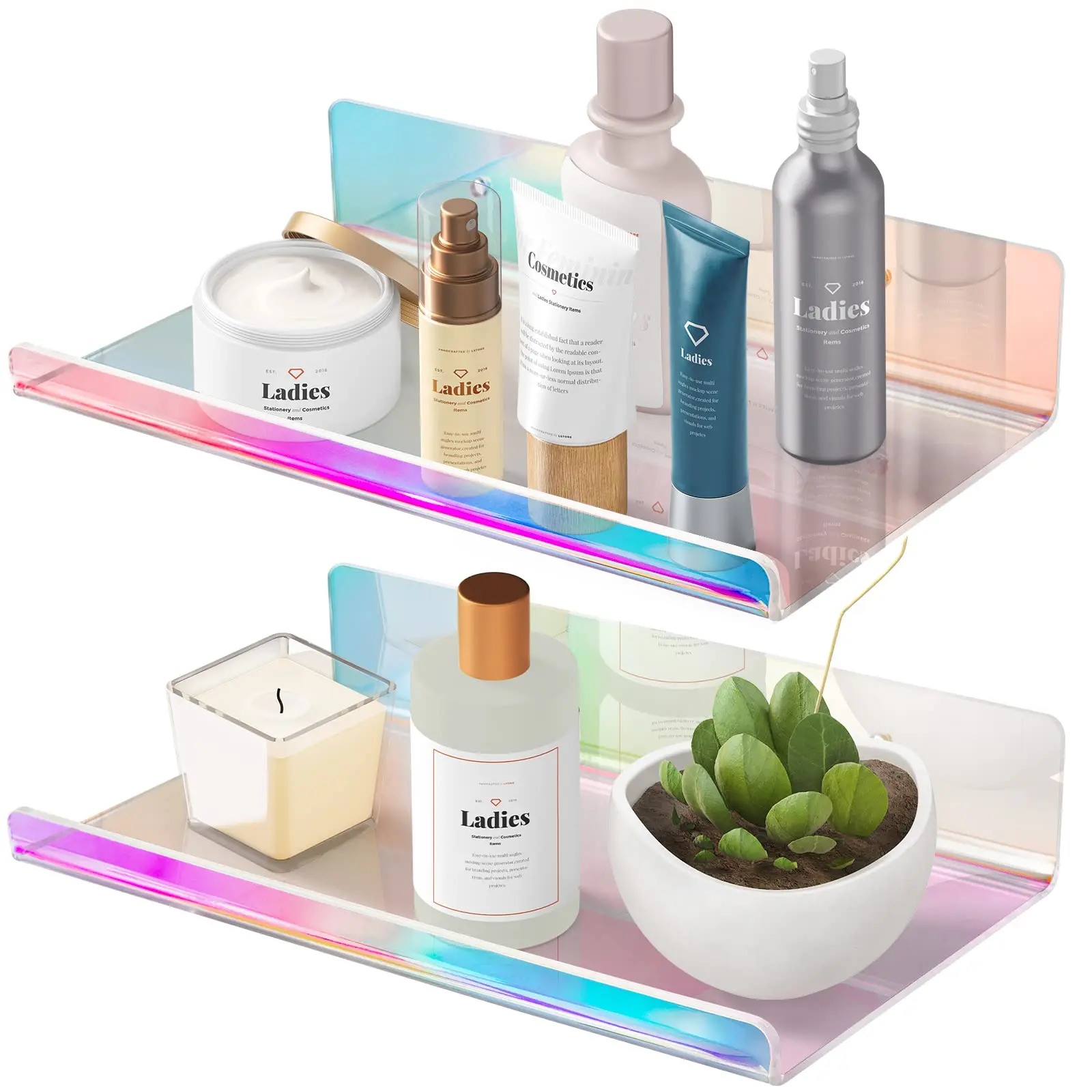 

Colored Acrylic Storage Rack Wall Mounted Perforated Storage Rack Kitchen Bathroom Bedroom Wall Bathroom Supplies Display Stand