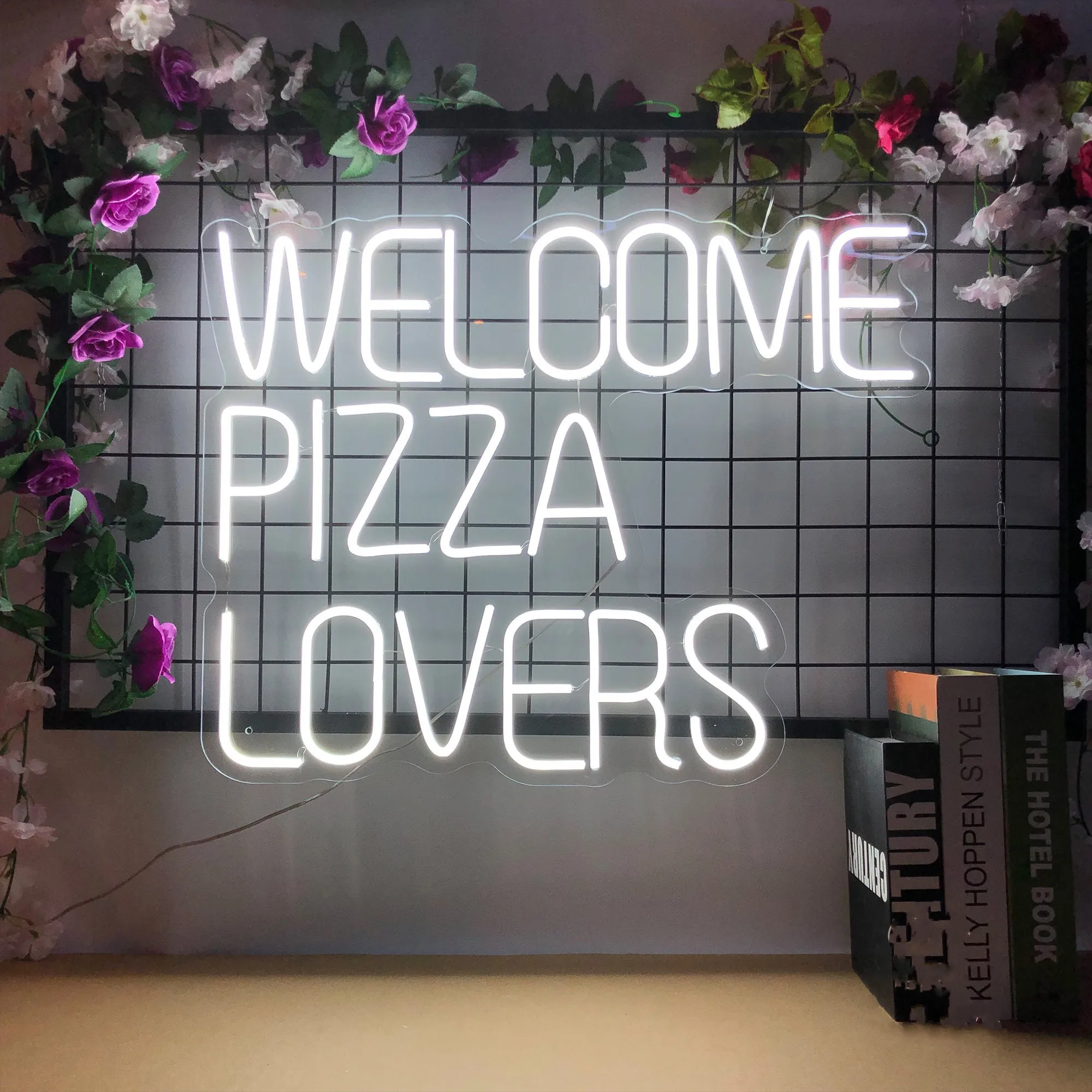 

Welcome Pizza Lovers Neon Sign Custom for Happy Room Kitchen Decor Pizza Store Neon Hang Wall Decoration Neon Light Night LampWe