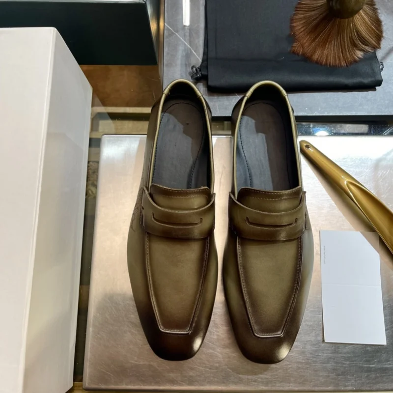 Туфли дерби мужские на толстой подошве Роскошные туфли из воловьей кожи модные